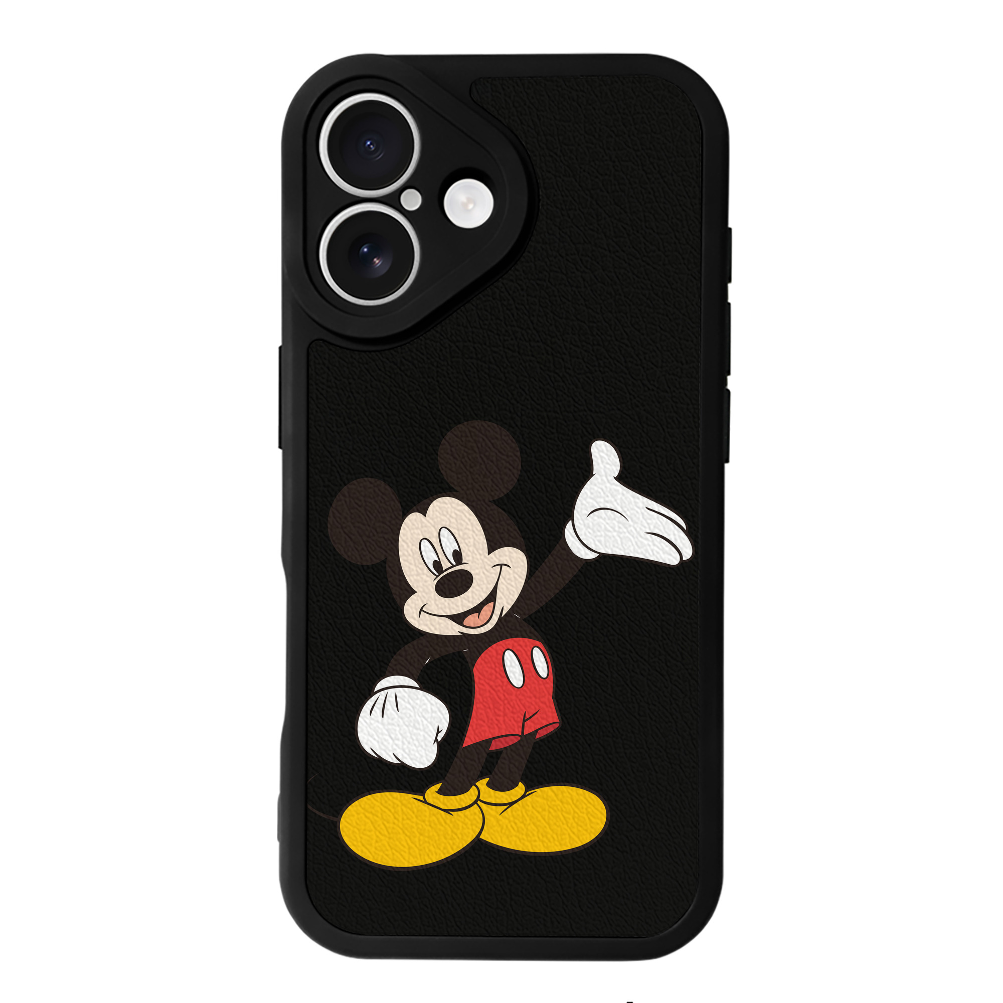 （画像用） ミッキーマウス Mickey Mouse 【iPhone 16シリーズ対応】シリコンスマホケース（レザー調） 材質：シリコン